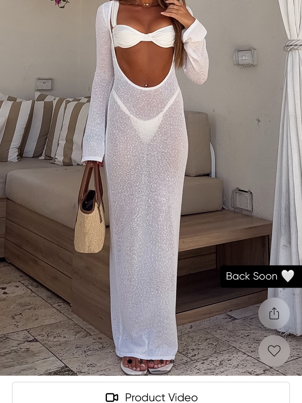 WhiteFox White Sheer Long Sleeve Maxi Dress